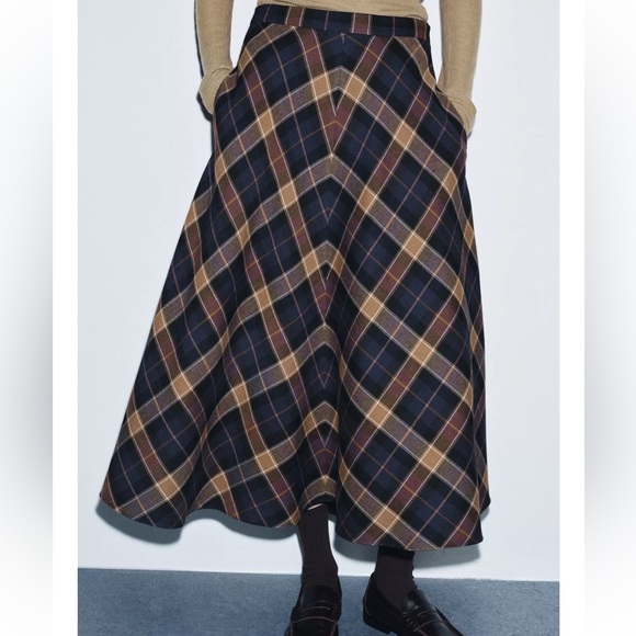 ZARA WOMAN CHECK CAPE SKIRT ZW COLLECTION LIMITED EDITION - Picture 4 of 9